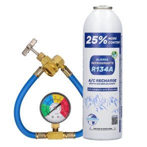 Otthoni készlet - Alaska Refrigerants R134a helyettesítő klímagáz járművekhez + cső és mérőóra